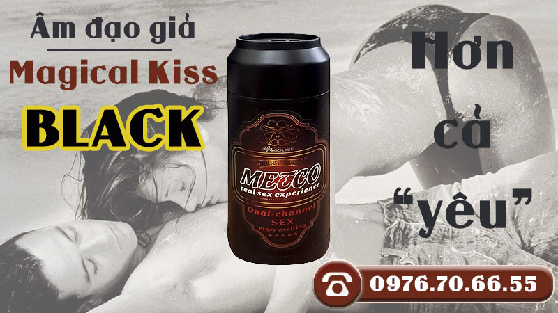 Âm đạo giả Magical Kiss - màu Black hình lon bia