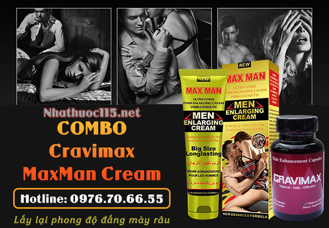 Combo Cravimax + MaxMan Cream cải thiện đa diện sinh lý ở nam giới